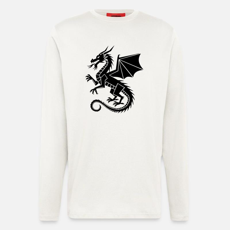 Geometrischer Drache – schwarze Silhouette - Langarmshirt - made by SPREAD - OFF WHITE