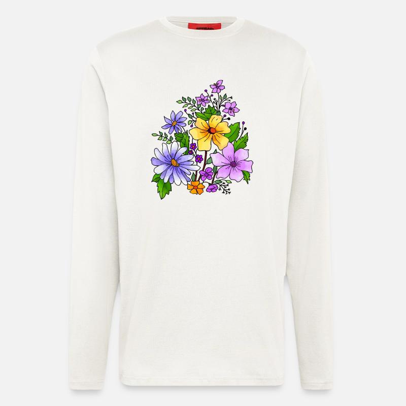 Fleur - Manches longues bio décontracté fabriqué en UE - OFF WHITE