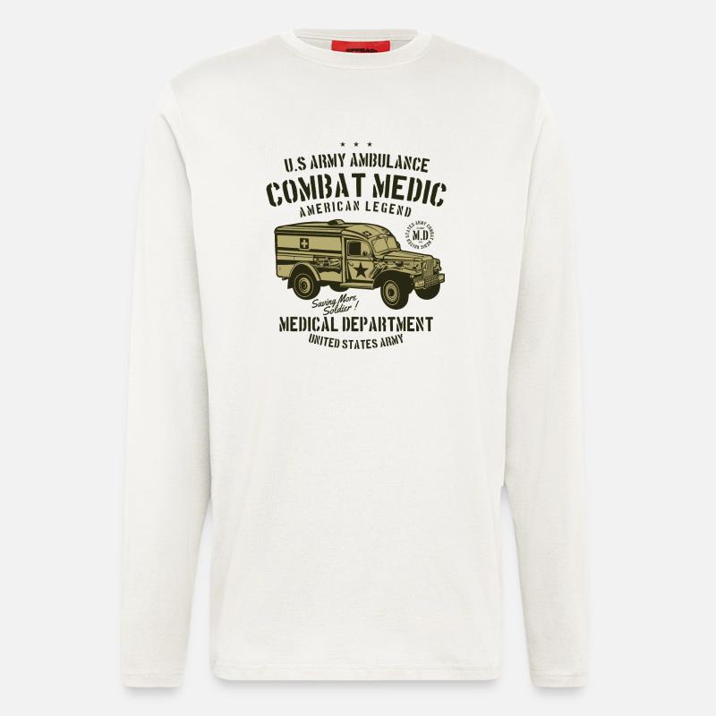 US Army Ambulance - Langarmshirt - made by SPREAD  - OFF WHITE