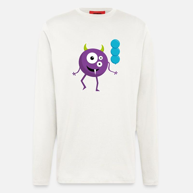 Spaß Monster mit Ballons - Langarmshirt - made by SPREAD  - OFF WHITE