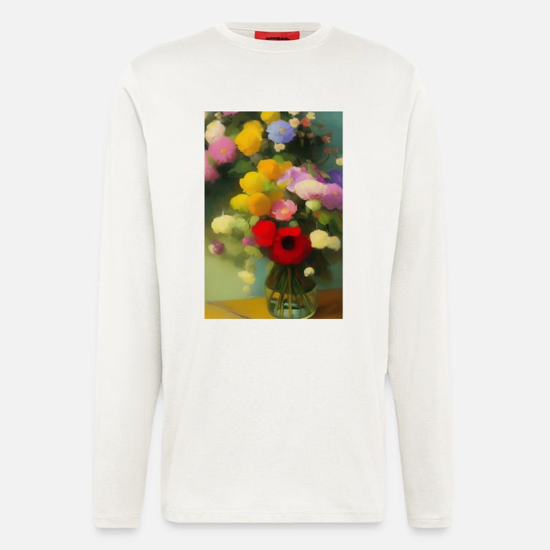 Blumen und Schmetterling - Langarmshirt - made by SPREAD - OFF WHITE