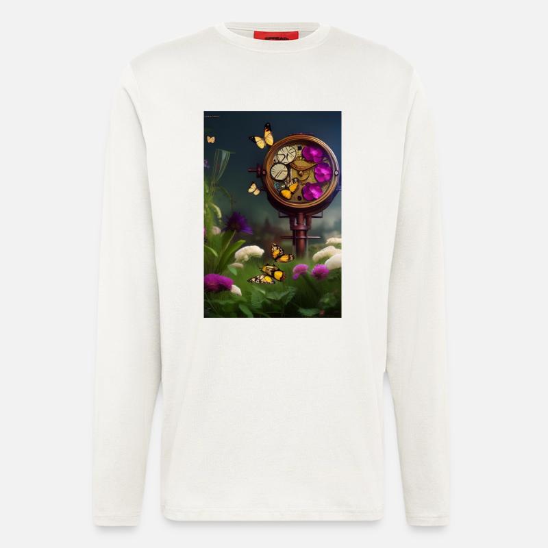 Blumen und Schmetterling - Langarmshirt - made by SPREAD  - OFF WHITE