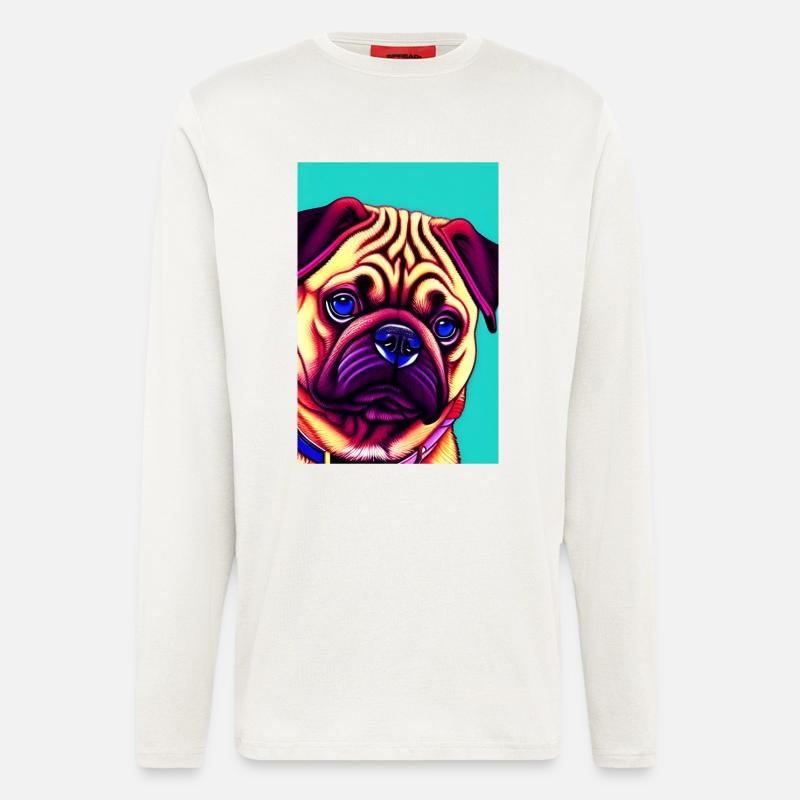 Mops Hund - Langarmshirt - made by SPREAD  - OFF WHITE