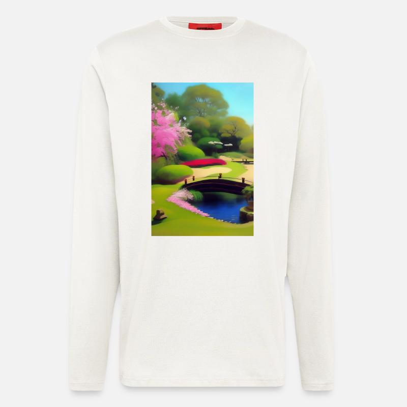 Chinesischer Zen Garten - Langarmshirt - made by SPREAD  - OFF WHITE