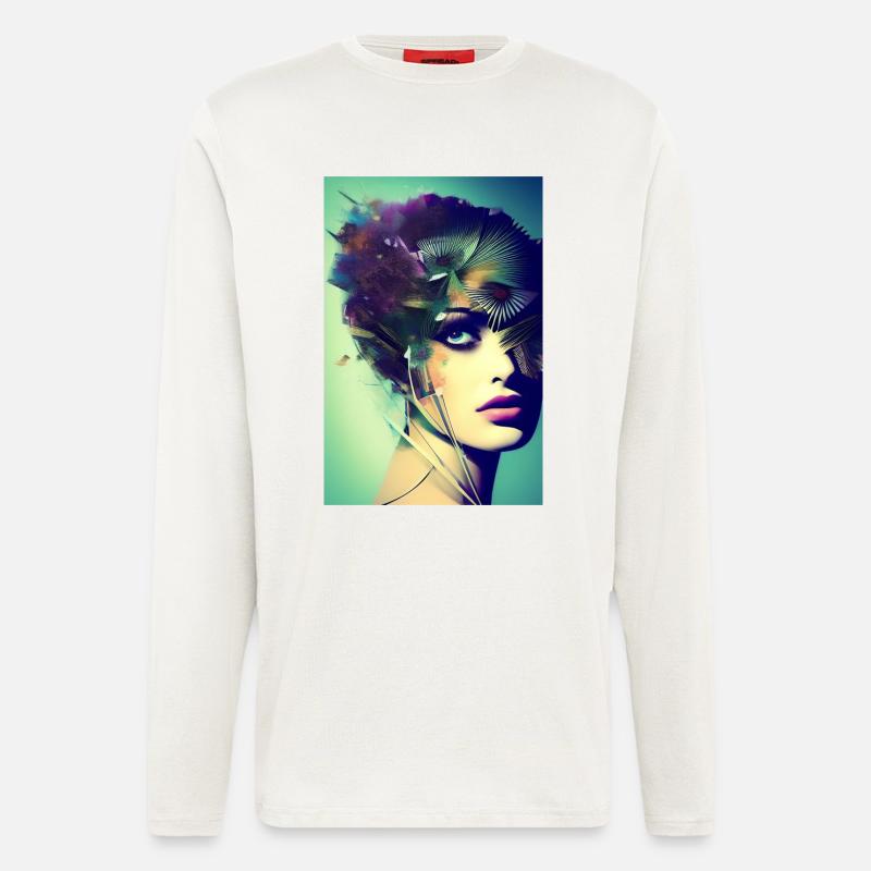 Abstrakte Gesichts Kunst - Langarmshirt - made by SPREAD  - OFF WHITE
