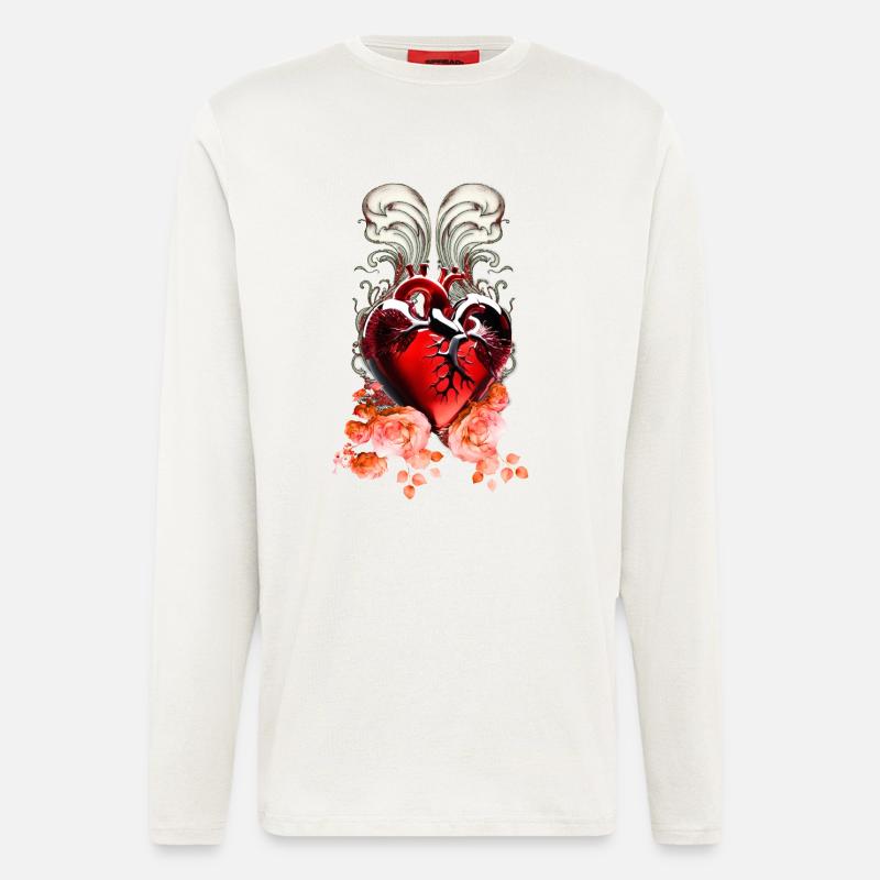 Wunderschönes Herz aus Glas. - Langarmshirt - made by SPREAD  - OFF WHITE