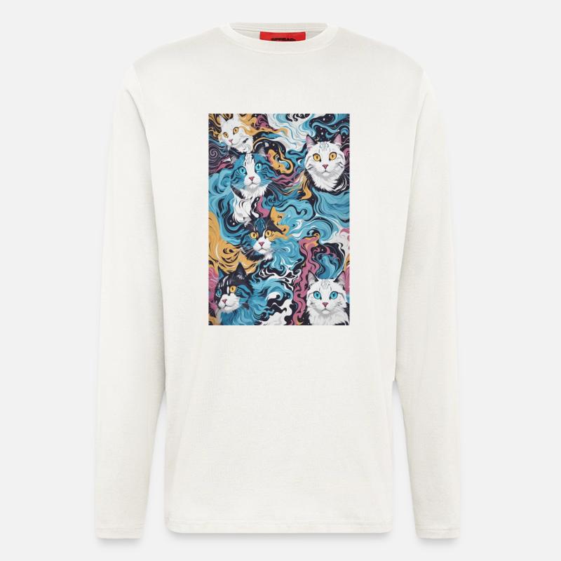 Katzen Muster - Langarmshirt - made by SPREAD  - OFF WHITE
