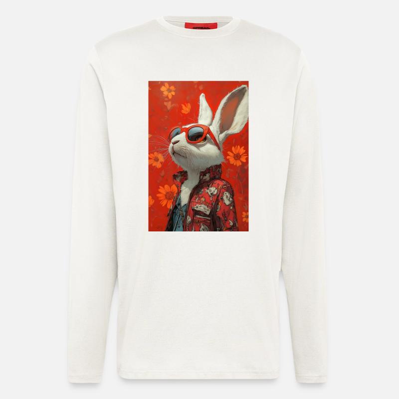 Roter Bunny mit Sonnenbrille - Langarmshirt - made by SPREAD  - OFF WHITE