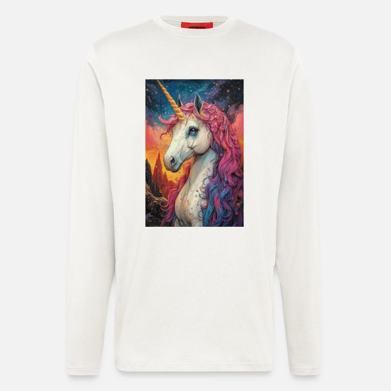 Sternenfeuer Regenbogen Einhorn - Langarmshirt - made by SPREAD  - OFF WHITE