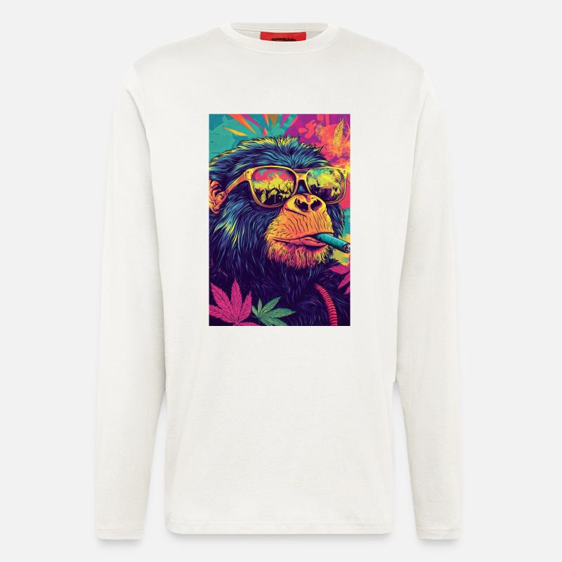 Psychedelischer Affe mit Sonnenbrille - Langarmshirt - made by SPREAD  - OFF WHITE