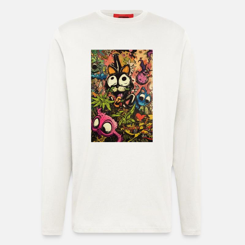 Buntes Comic-Monster Graffiti - Langarmshirt - made by SPREAD  - OFF WHITE