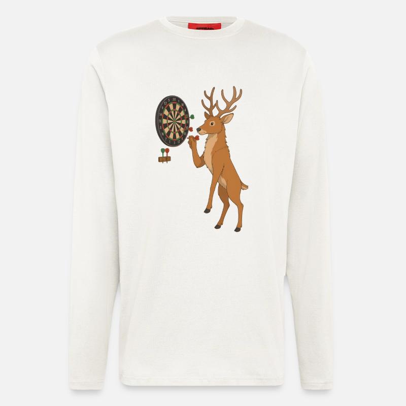 Hirsch beim Darten - Langarmshirt - made by SPREAD  - OFF WHITE