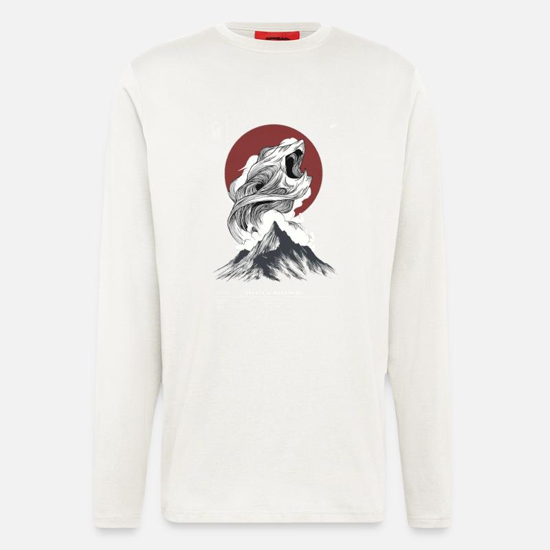 Wave Over Mountain Peak Circle - Longsleeve - made by SPREAD  - OFF WHITE