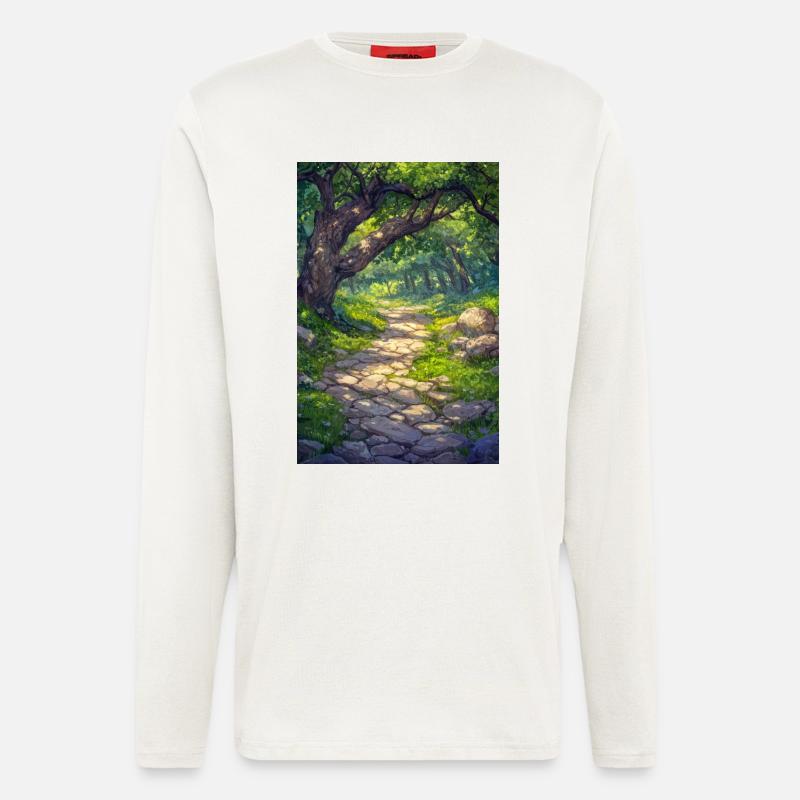Illustration einer Waldlandschaft - Langarmshirt - made by SPREAD  - OFF WHITE
