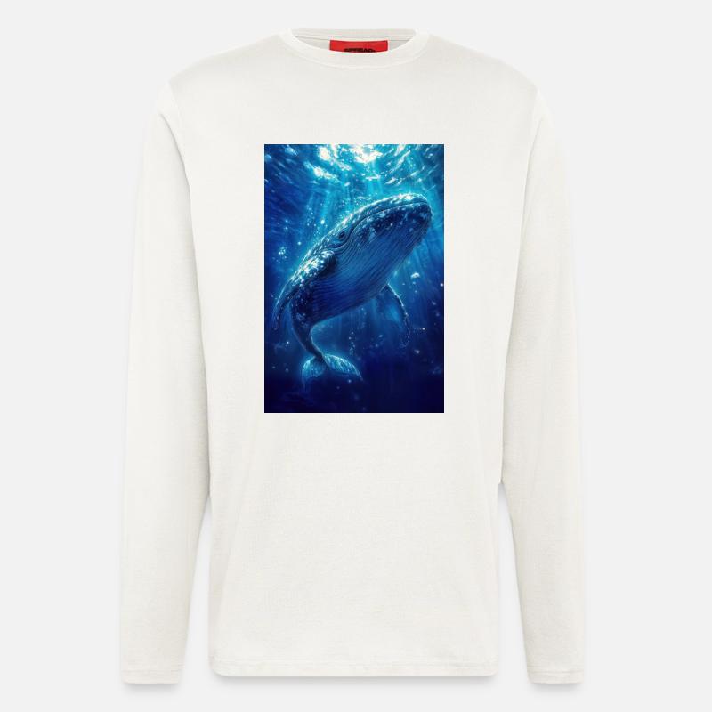Illustration eines Wals - Langarmshirt - made by SPREAD  - OFF WHITE