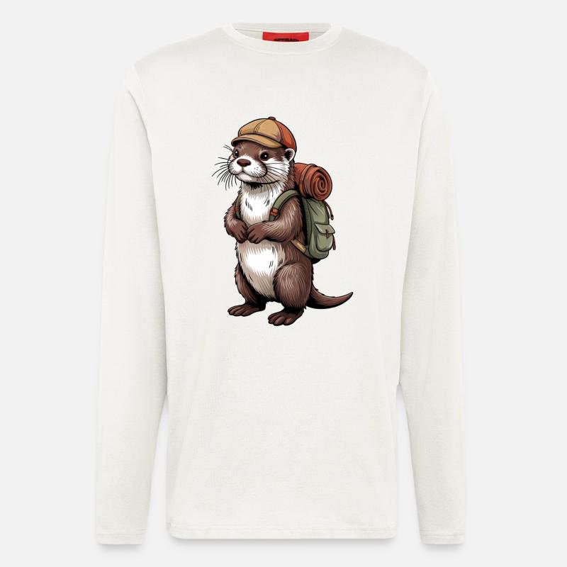 Otter Wanderer mit Rucksack - Langarmshirt - made by SPREAD  - OFF WHITE