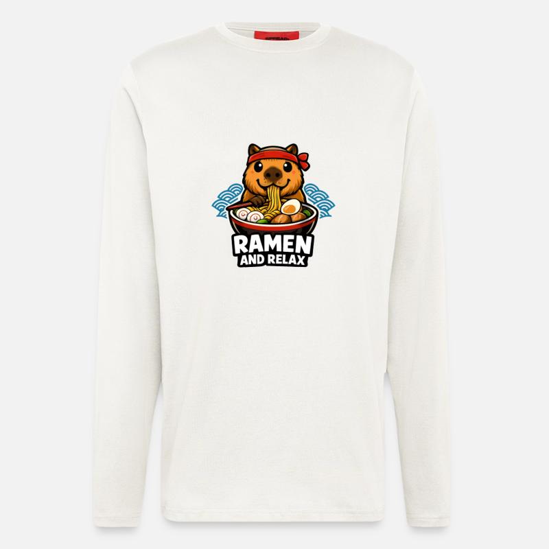 Ramen and Relax Capybara - Langarmshirt - made by SPREAD  - OFF WHITE