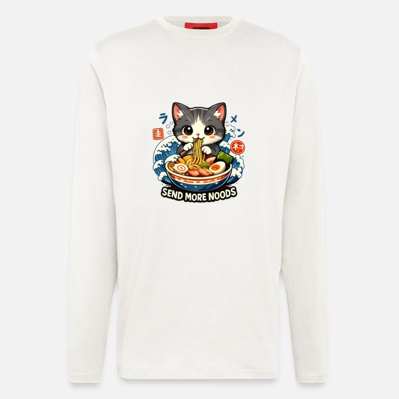 Send Noods Ramen Meme Neko - Langarmshirt - made by SPREAD  - OFF WHITE