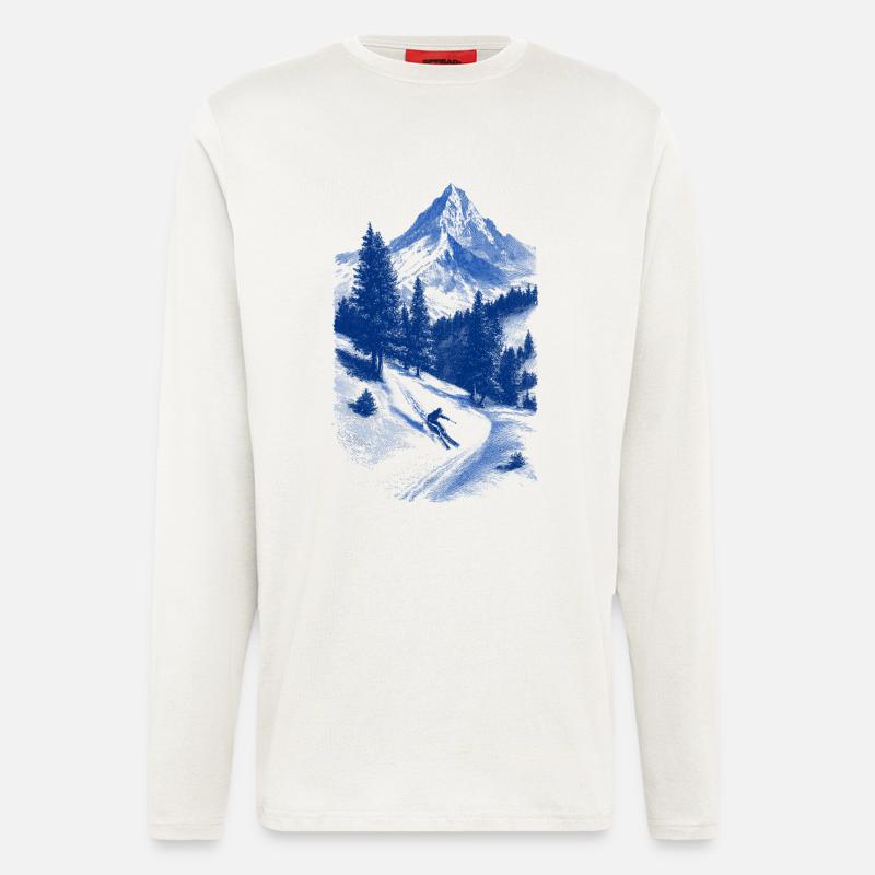 Blauer Gipfelgesicht Silhouette - Langarmshirt - made by SPREAD  - OFF WHITE