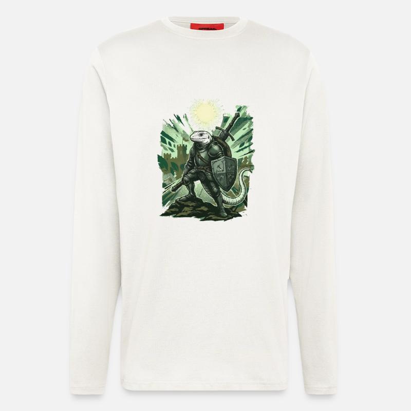 Medieval Knight Lizard in Sunlight - Longsleeve - made by SPREAD  - OFF WHITE