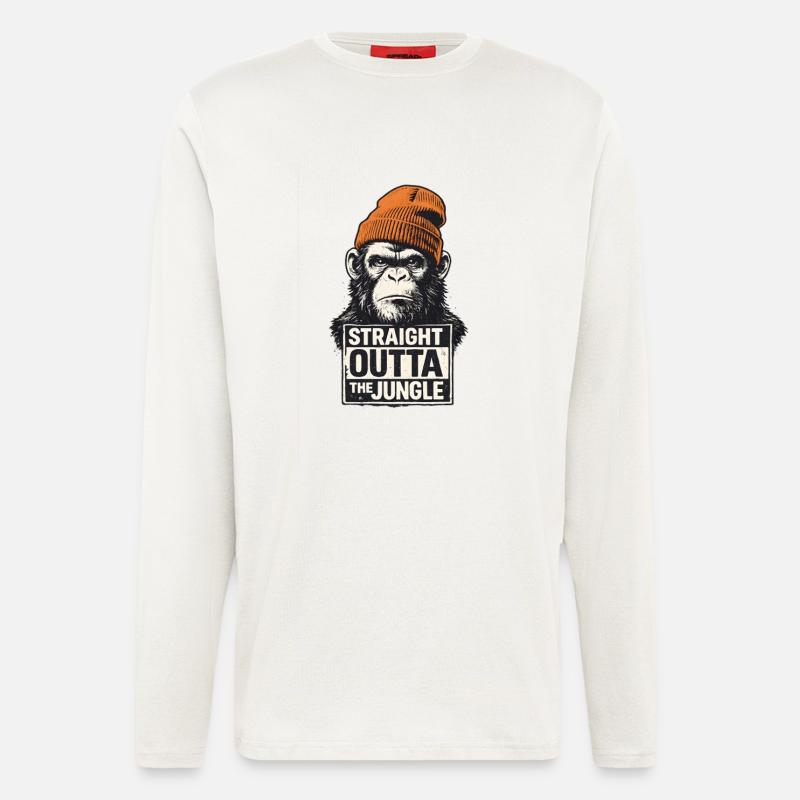 Straight Outta The Jungle Monkey - Langarmshirt - made by SPREAD  - OFF WHITE
