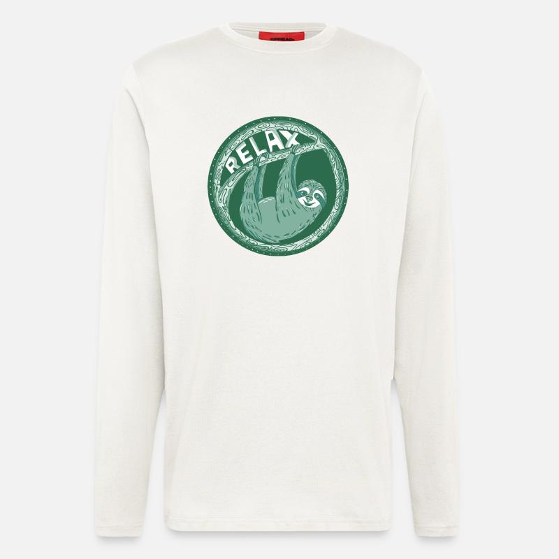 Relax - Vert Sloth - Manches longues bio décontracté fabriqué en UE - OFF WHITE