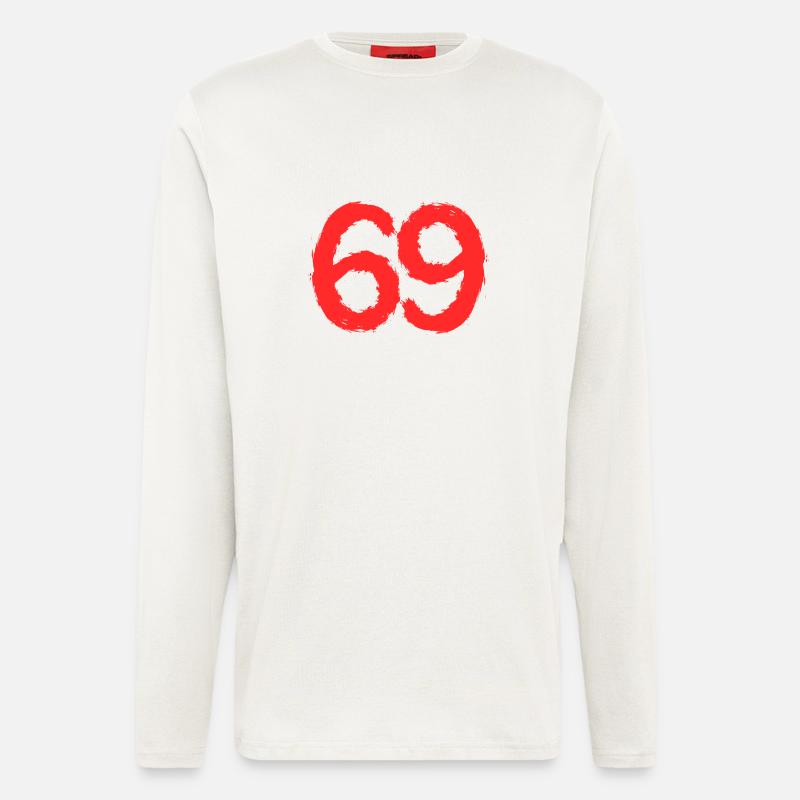 Zahl 69 Nummer Rot - Langarmshirt - made by SPREAD - OFF WHITE