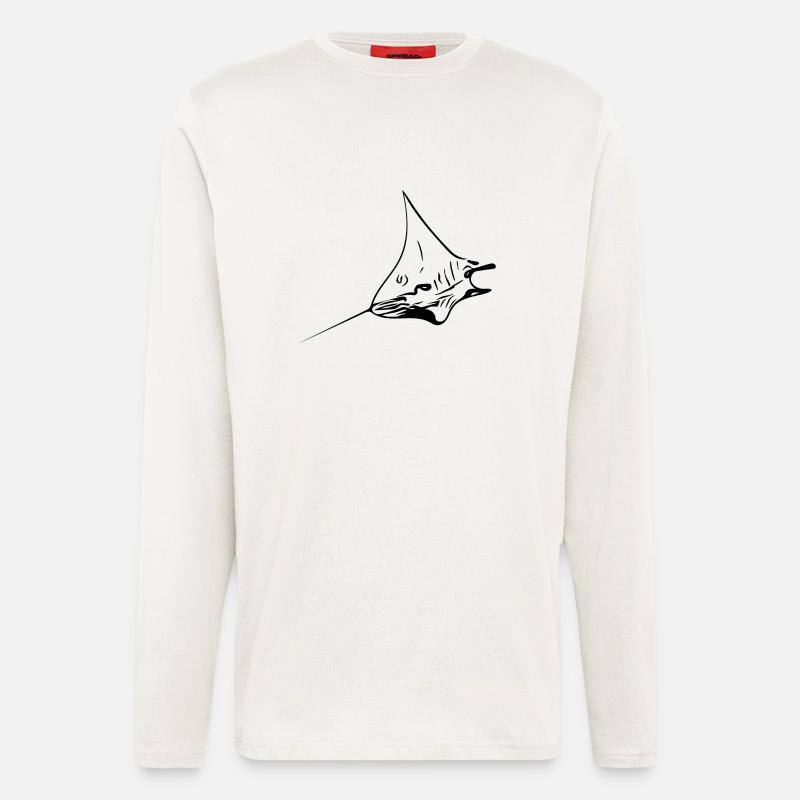 Eleganter Mantarochen im Flug - Langarmshirt - made by SPREAD - OFF WHITE