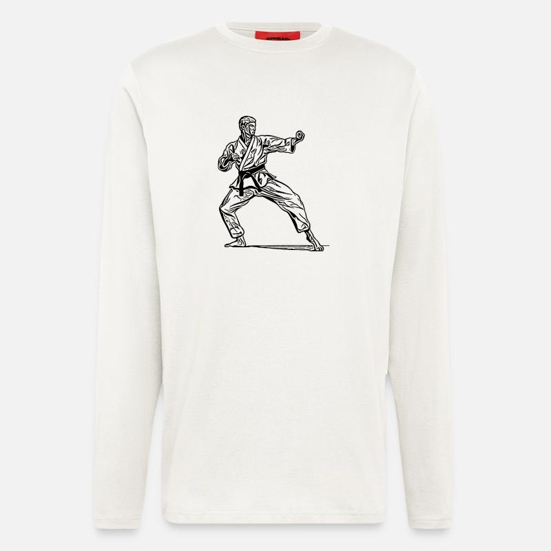 Karatekämpfer in Kampfpose - Langarmshirt - made by SPREAD  - OFF WHITE