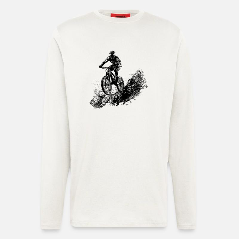 Radfahrer Schlamm Berg Abfahrt - Langarmshirt - made by SPREAD  - OFF WHITE