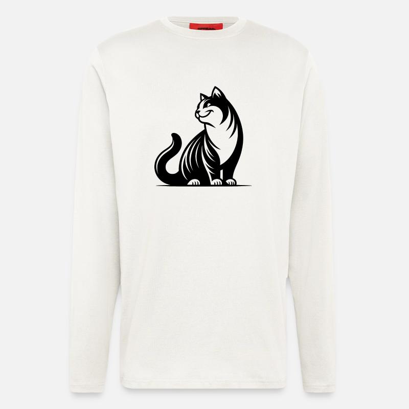 Purring cat with cute look - Longsleeve - made by SPREAD  - OFF WHITE