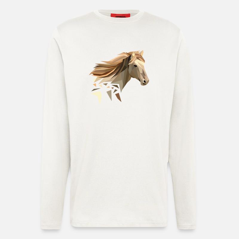 Pferd geometrisch low poly - Langarmshirt - made by SPREAD  - OFF WHITE