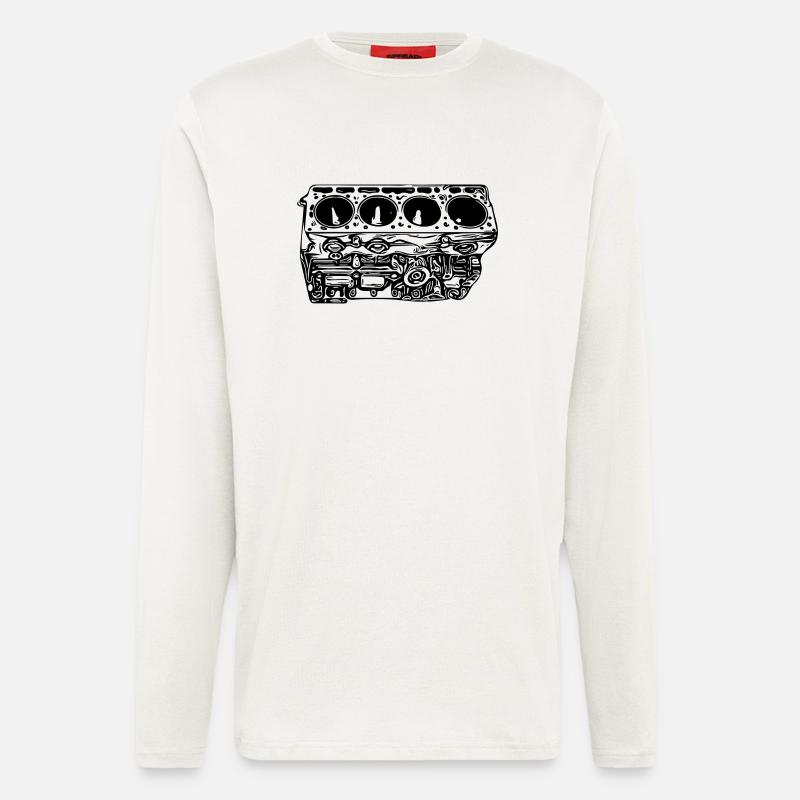 Engine block cylinder displacement fan - Longsleeve - made by SPREAD  - OFF WHITE