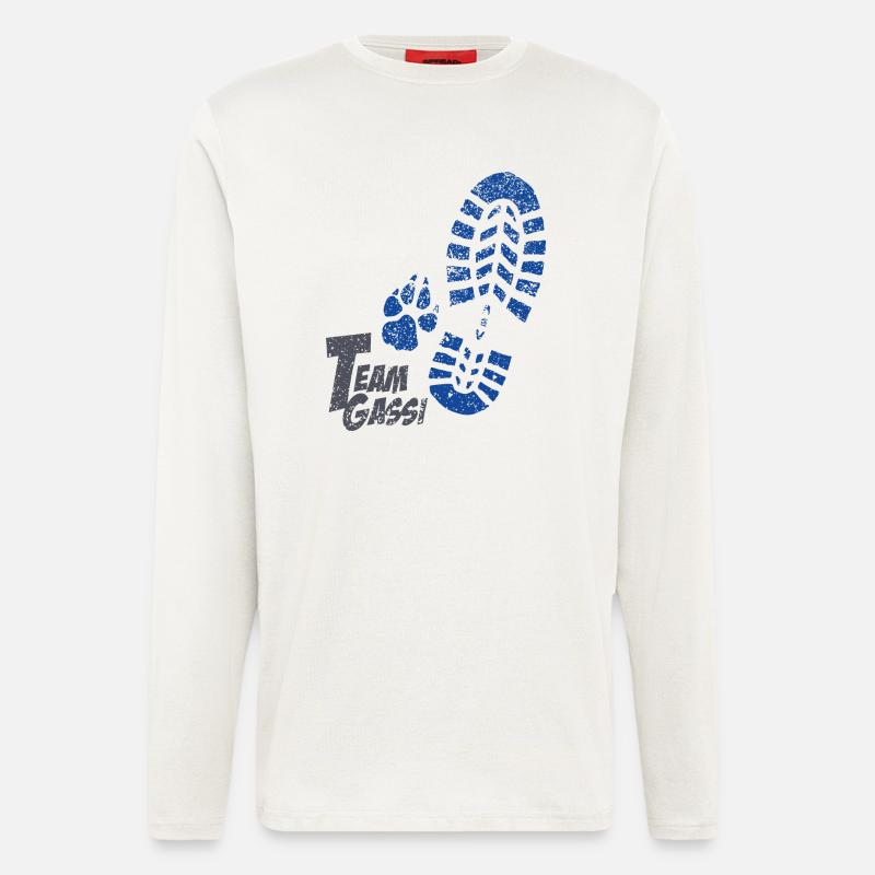Fussabdruecke blau - Langarmshirt - made by SPREAD  - OFF WHITE