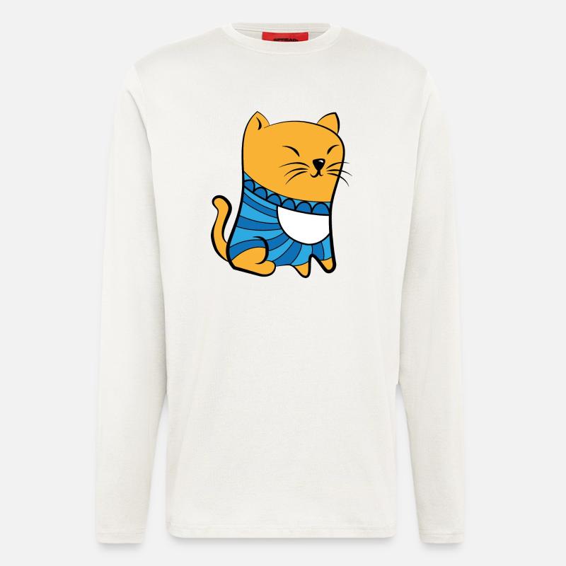 Cat with Pullover - Longsleeve - made by SPREAD  - OFF WHITE