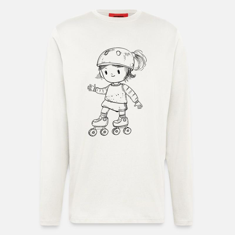 Rollschuhfahrerin Comic Look - Langarmshirt - made by SPREAD  - OFF WHITE