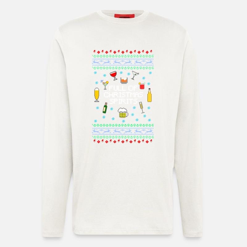 Plein d’esprits de Noël moche - Manches longues bio décontracté fabriqué en UE - OFF WHITE