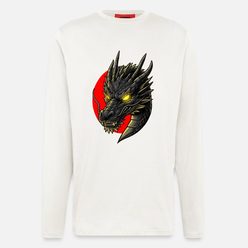 Asiatischer Drache Drachenkopf - Langarmshirt - made by SPREAD  - OFF WHITE