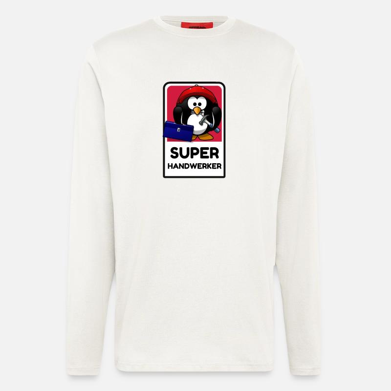 Super Handwerker - lustiger Pingu - Langarmshirt - made by SPREAD  - OFF WHITE