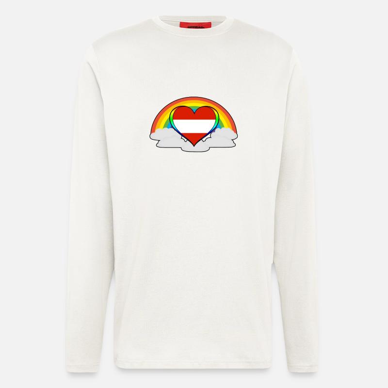 Geschenk Regenbogen Pride Stolz Österreich - Langarmshirt - made by SPREAD  - OFF WHITE