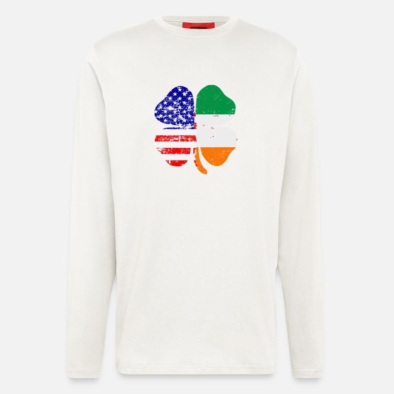 American Irish Clover Leaf Gift - Langarmshirt - made by SPREAD - OFF WHITE