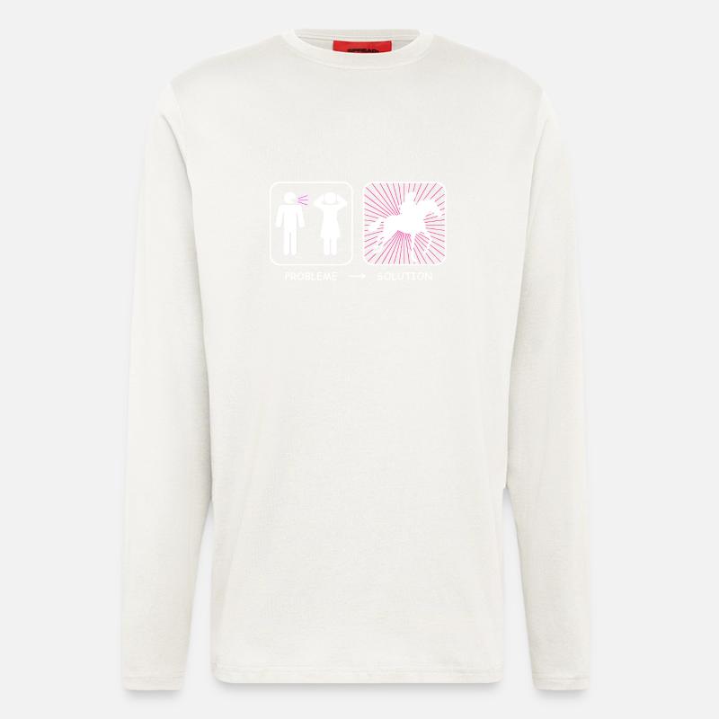 Problème? Solution - Manches longues bio décontracté fabriqué en UE - OFF WHITE