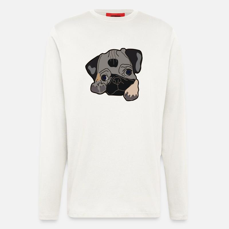 Pug head gift idea - Longsleeve - made by SPREAD  - OFF WHITE
