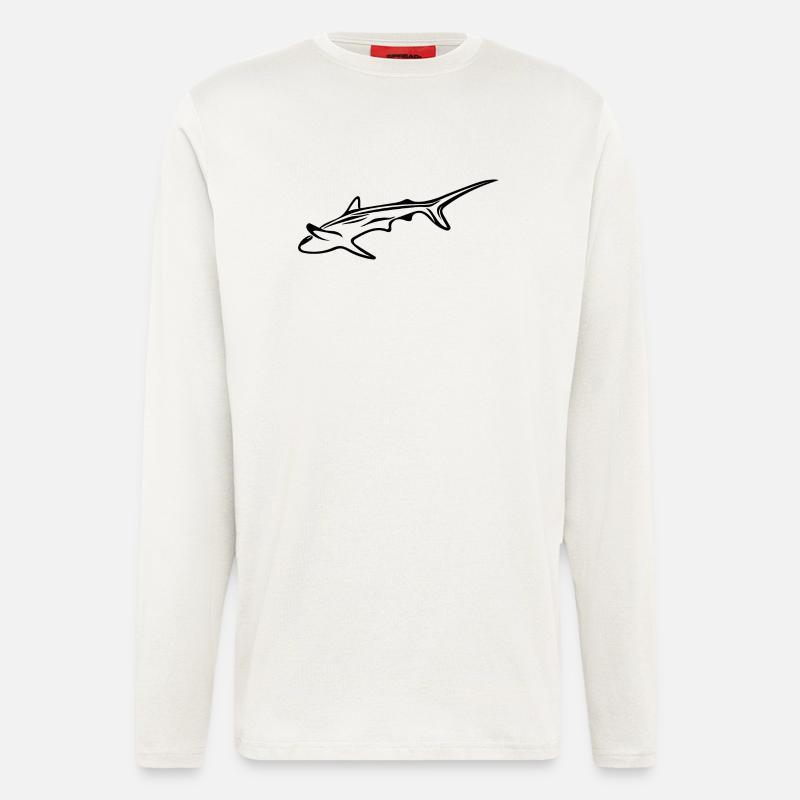 Eleganter Hai in Drift Strömung - Langarmshirt - made by SPREAD  - OFF WHITE
