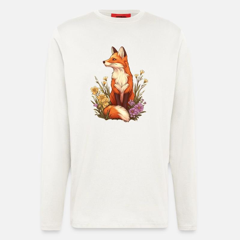 Fox with flowers and blossoms - Longsleeve - made by SPREAD  - OFF WHITE