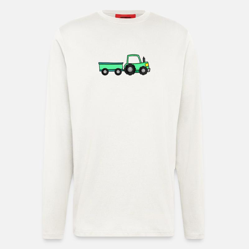 Traktor mit Anhänger - Langarmshirt - made by SPREAD  - OFF WHITE