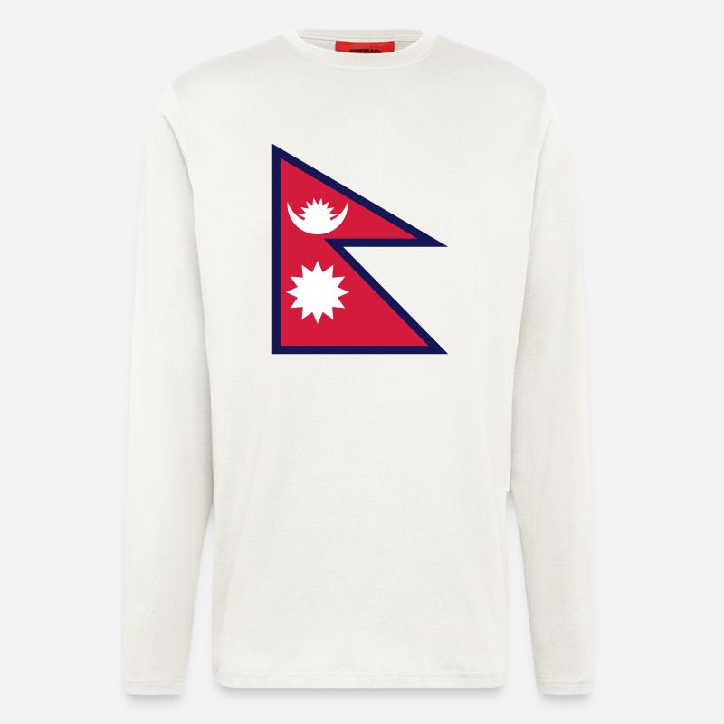nepal flag - Langarmshirt - made by SPREAD  - OFF WHITE