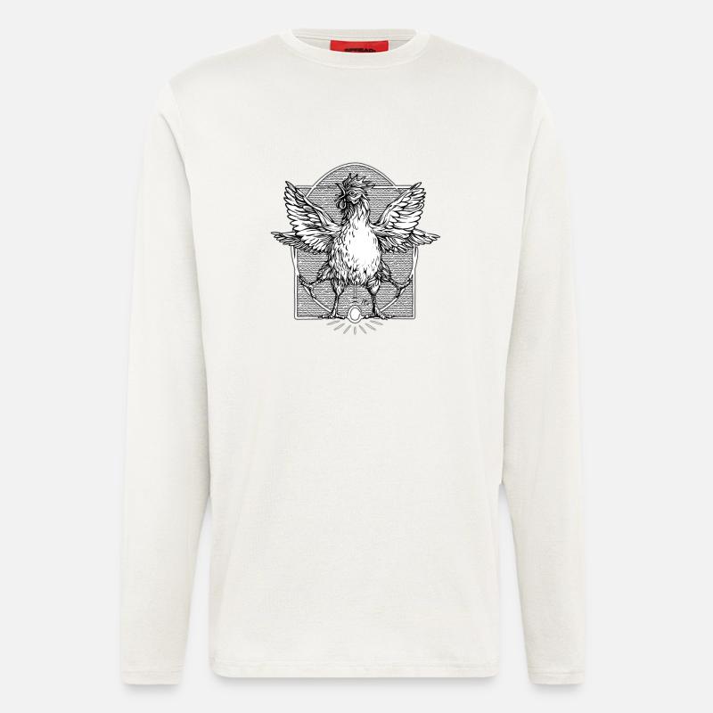 Der Hahn Vitruvian - Langarmshirt - made by SPREAD - OFF WHITE