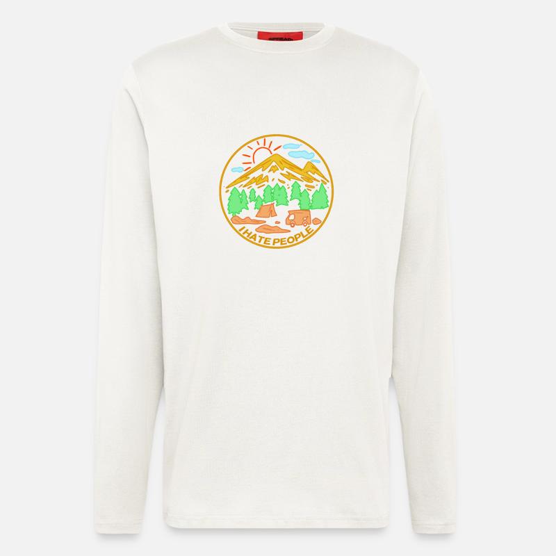 je déteste les gens - Manches longues bio décontracté fabriqué en UE - OFF WHITE
