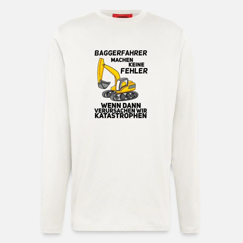 Bauarbeiter Baggerfahrer Bagger - Langarmshirt - made by SPREAD  - OFF WHITE